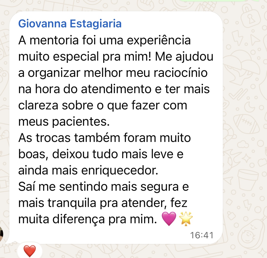Depoimento de mentoranda no WhatsApp